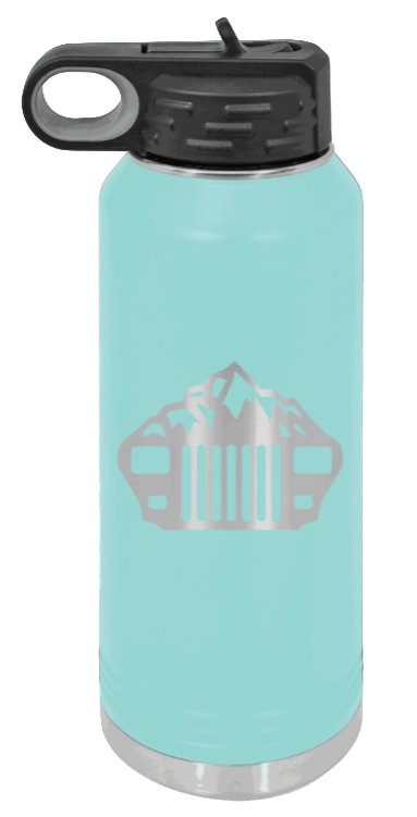 YJ Mountains - 32oz Water Bottle Laser Engraved- Teal