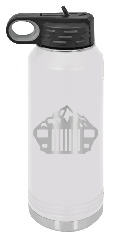YJ Mountains - 32oz Water Bottle Laser Engraved- White