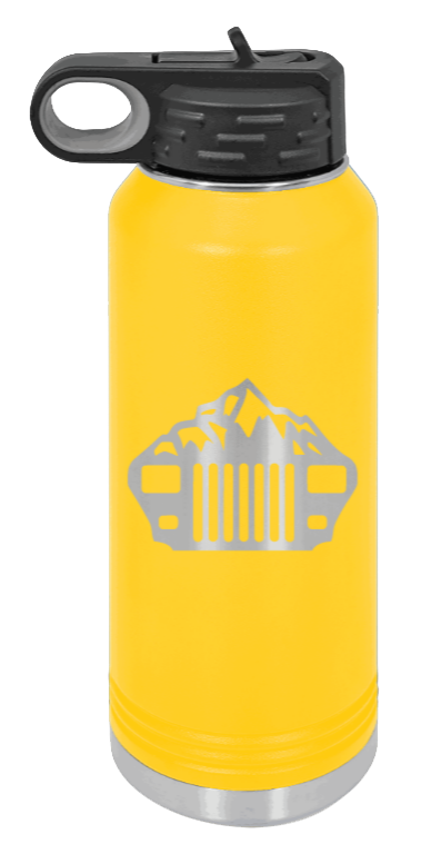 YJ Mountains - 32oz Water Bottle Laser Engraved- Yellow