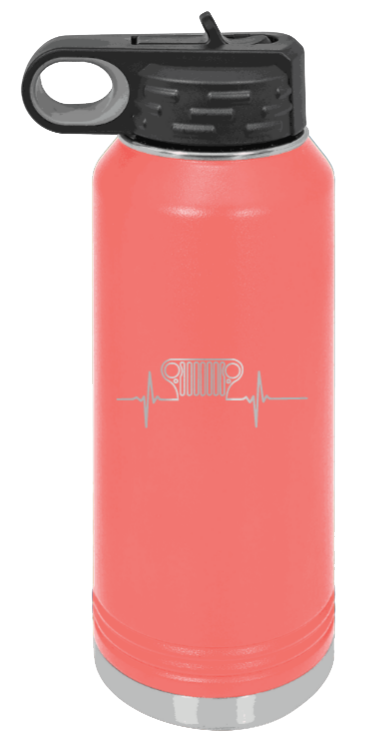 CJ Heartbeat - 32oz Water Bottle Laser Engraved- Coral
