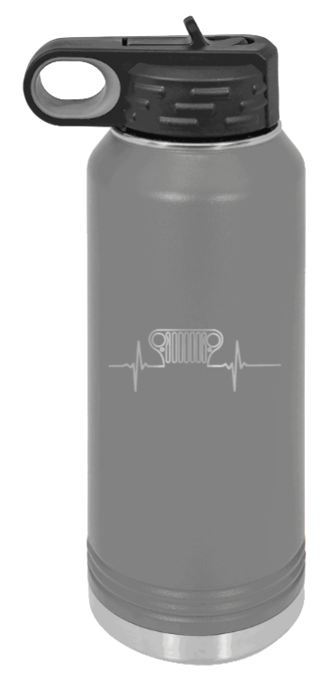 CJ Heartbeat - 32oz Water Bottle Laser Engraved- Dark Grey