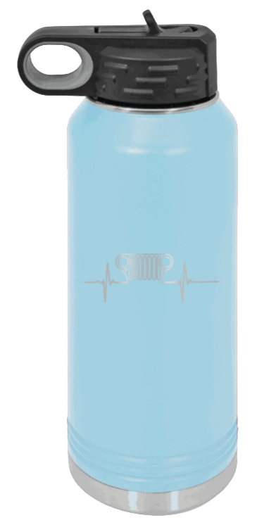 CJ Heartbeat - 32oz Water Bottle Laser Engraved- Light Blue