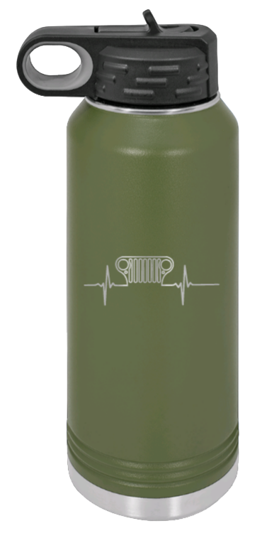 CJ Heartbeat - 32oz Water Bottle Laser Engraved- Olive