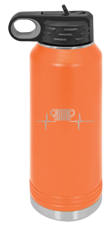 CJ Heartbeat - 32oz Water Bottle Laser Engraved- Orange