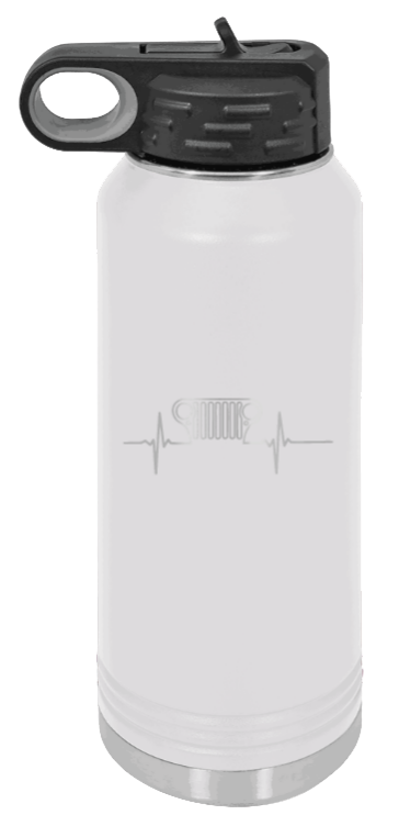 CJ Heartbeat - 32oz Water Bottle Laser Engraved- White