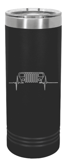 YJ Jeep Grill Heartbeat Laser Engraved Skinny Tumbler (Etched)