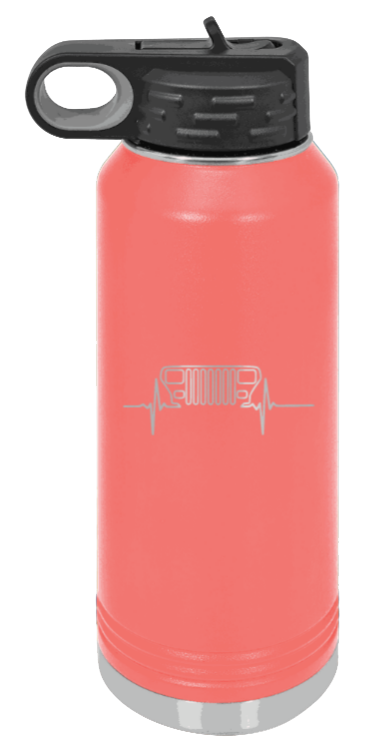 YJ Heartbeat - 32oz Water Bottle Laser Engraved- Coral