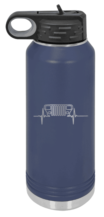 YJ Heartbeat - 32oz Water Bottle Laser Engraved- Navy