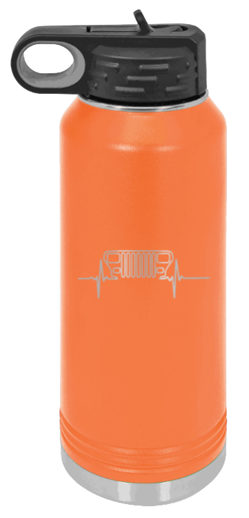 YJ Heartbeat - 32oz Water Bottle Laser Engraved- Orange