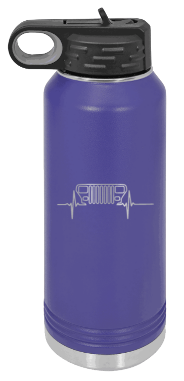 YJ Heartbeat - 32oz Water Bottle Laser Engraved- Purple