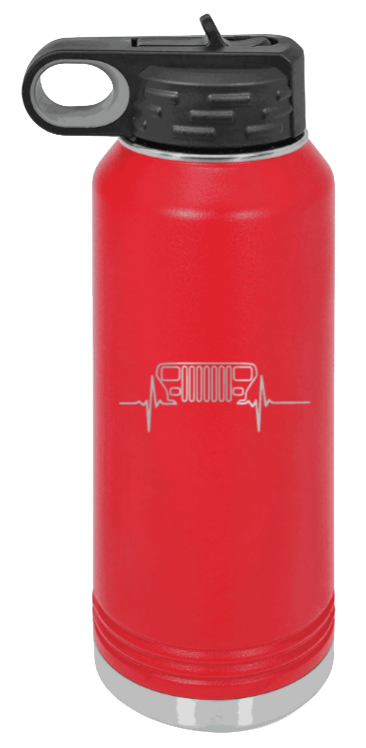 YJ Heartbeat - 32oz Water Bottle Laser Engraved- Red