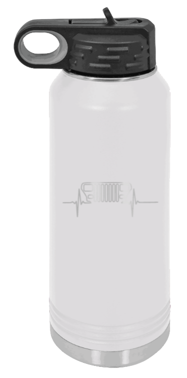 YJ Heartbeat - 32oz Water Bottle Laser Engraved- White