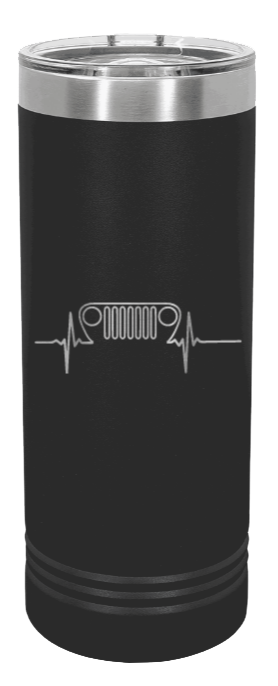 TJ Jeep Grill Heartbeat Laser Engraved Skinny Tumbler (Etched)