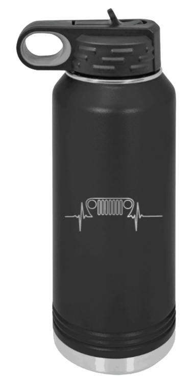 TJ Heartbeat - 32oz Water Bottle Laser Engraved- Black