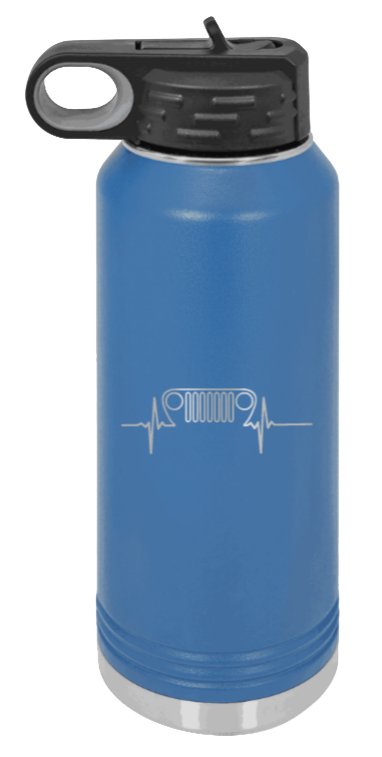 TJ Heartbeat - 32oz Water Bottle Laser Engraved- Royal Blue