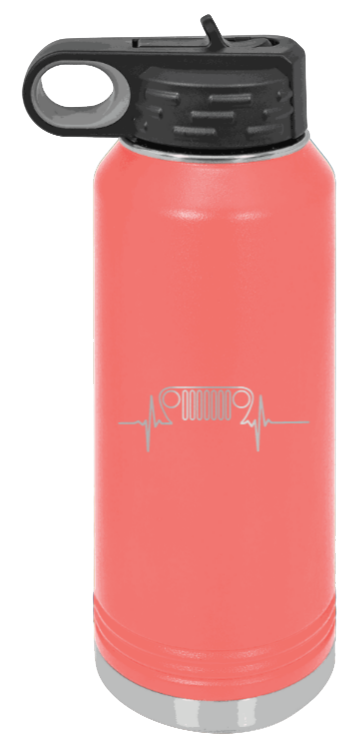 TJ Heartbeat - 32oz Water Bottle Laser Engraved- Coral