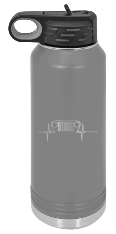 TJ Heartbeat - 32oz Water Bottle Laser Engraved- Dark Grey