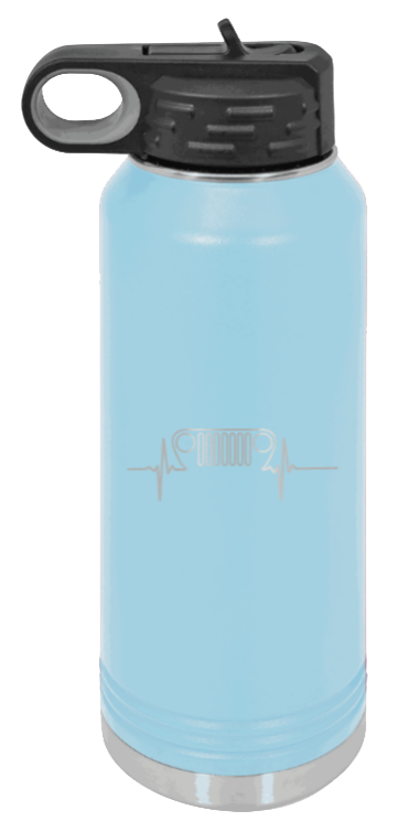 TJ Heartbeat - 32oz Water Bottle Laser Engraved- Light Blue