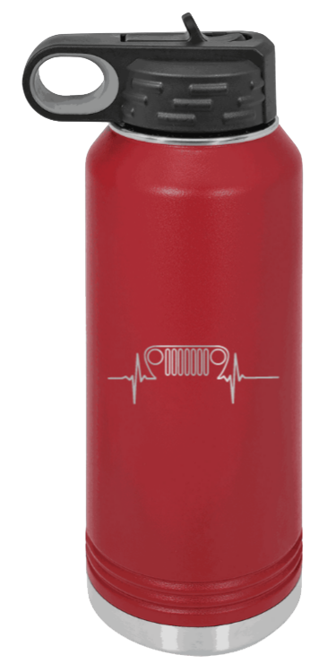 TJ Heartbeat - 32oz Water Bottle Laser Engraved- Maroon