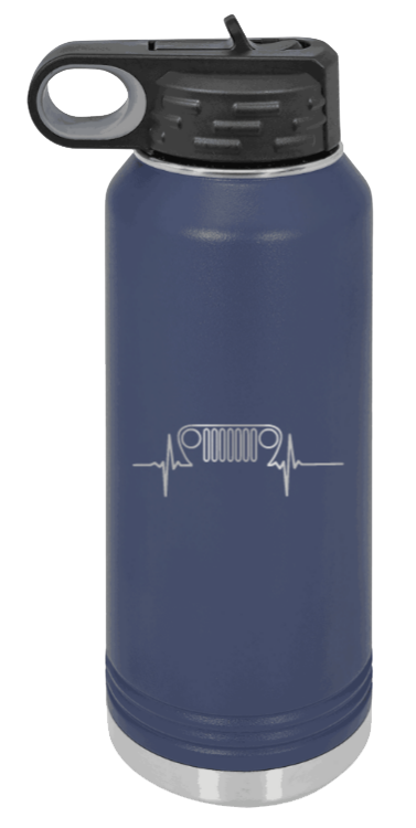 TJ Heartbeat - 32oz Water Bottle Laser Engraved- Navy