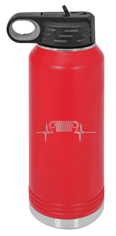 TJ Heartbeat - 32oz Water Bottle Laser Engraved- Red