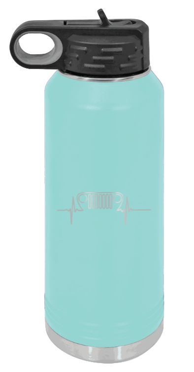 TJ Heartbeat - 32oz Water Bottle Laser Engraved- Teal
