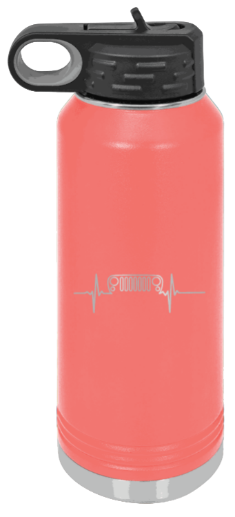 JK Heartbeat - 32oz Water Bottle Laser Engraved- Coral