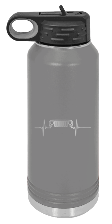 JK Heartbeat - 32oz Water Bottle Laser Engraved- Dark Grey