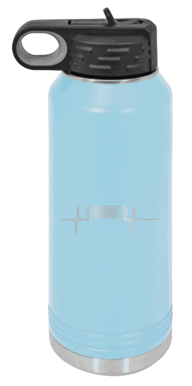 JK Heartbeat - 32oz Water Bottle Laser Engraved- Light Blue
