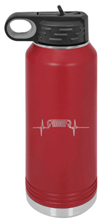JK Heartbeat - 32oz Water Bottle Laser Engraved- Maroon