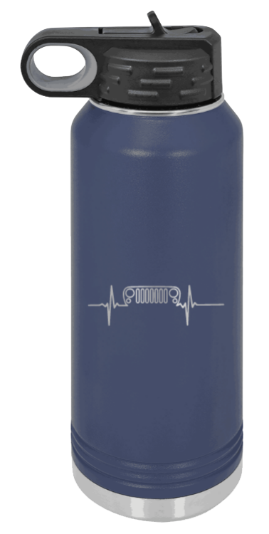 JK Heartbeat - 32oz Water Bottle Laser Engraved- Navy