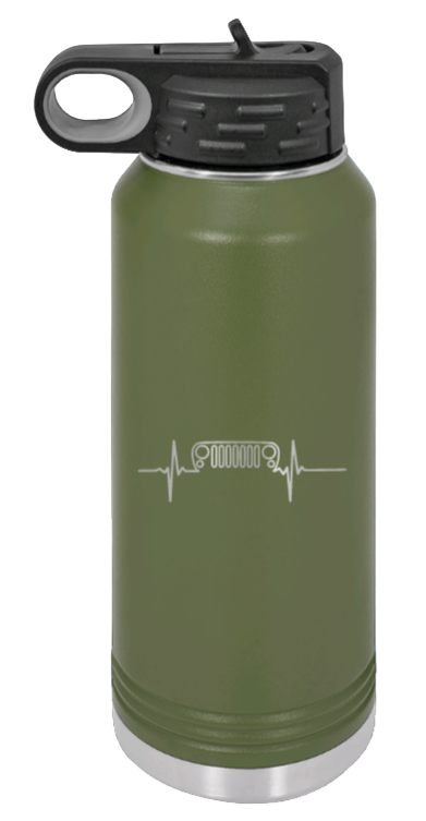JK Heartbeat - 32oz Water Bottle Laser Engraved- Olive