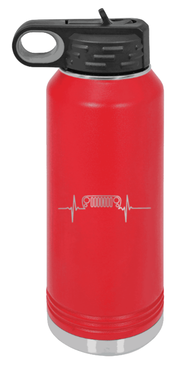 JK Heartbeat - 32oz Water Bottle Laser Engraved- Red