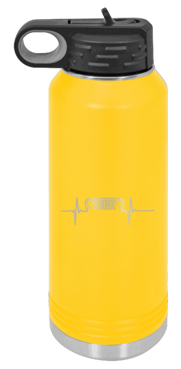 JK Heartbeat - 32oz Water Bottle Laser Engraved- Yellow