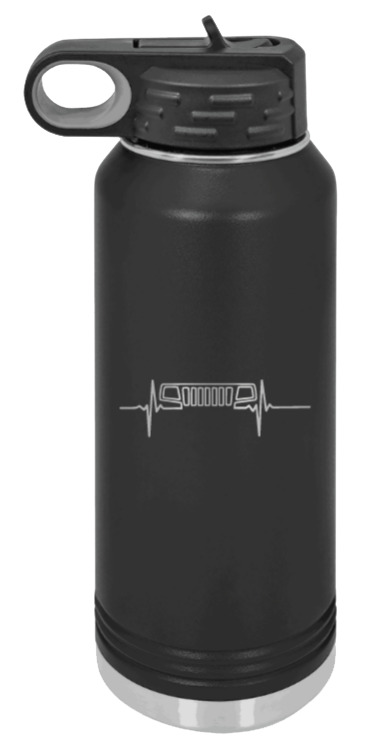 WJ Heartbeat - 32oz Water Bottle Laser Engraved- Black