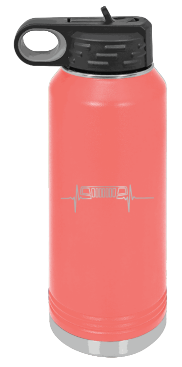WJ Heartbeat - 32oz Water Bottle Laser Engraved- Coral