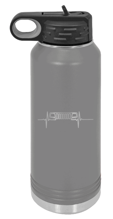 WJ Heartbeat - 32oz Water Bottle Laser Engraved- Dark Grey
