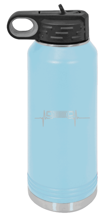 WJ Heartbeat - 32oz Water Bottle Laser Engraved- Light Blue