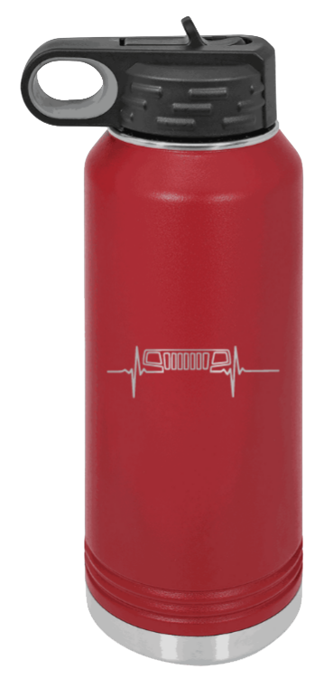 WJ Heartbeat - 32oz Water Bottle Laser Engraved- Maroon