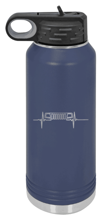 WJ Heartbeat - 32oz Water Bottle Laser Engraved- Navy