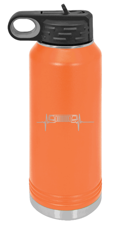 WJ Heartbeat - 32oz Water Bottle Laser Engraved- Orange