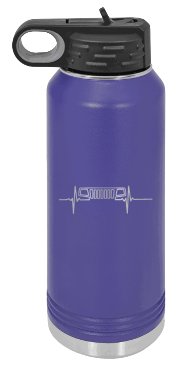 WJ Heartbeat - 32oz Water Bottle Laser Engraved- Purple