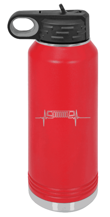 WJ Heartbeat - 32oz Water Bottle Laser Engraved- Red