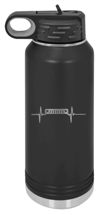XJ Heartbeat - 32oz Water Bottle Laser Engraved- Black