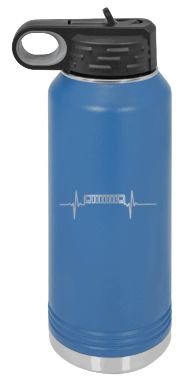 XJ Heartbeat - 32oz Water Bottle Laser Engraved- Royal Blue
