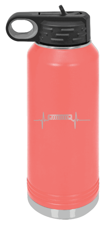XJ Heartbeat - 32oz Water Bottle Laser Engraved- Coral