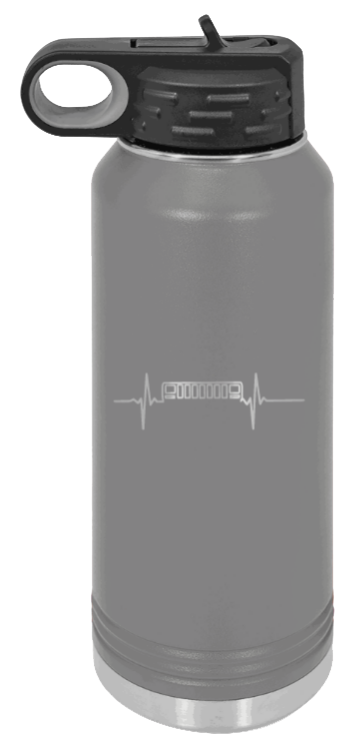 XJ Heartbeat - 32oz Water Bottle Laser Engraved- Dark Grey
