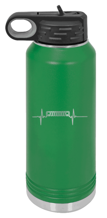 XJ Heartbeat - 32oz Water Bottle Laser Engraved- Green