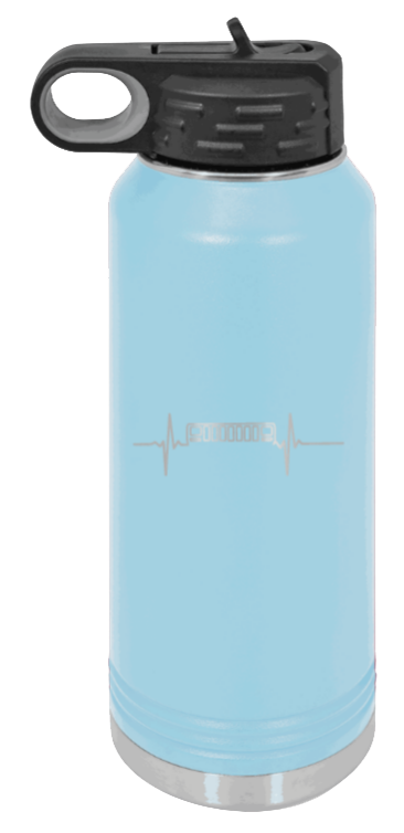 XJ Heartbeat - 32oz Water Bottle Laser Engraved- Light Blue