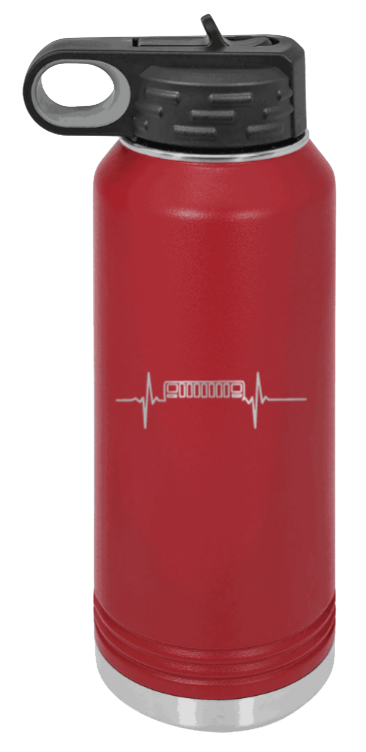 XJ Heartbeat - 32oz Water Bottle Laser Engraved- Maroon